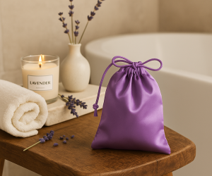 Purple satin pouche 2